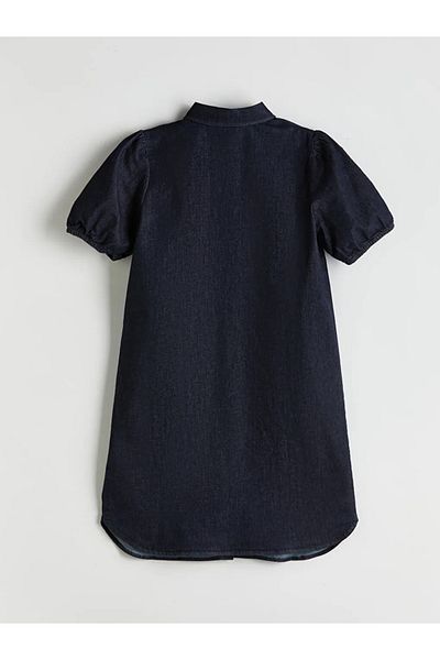 LC Waikiki LCW Comfort Indigo Shirt Collar Mini Jean Dress