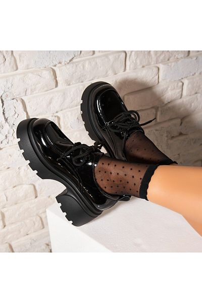 Joana Women's Casual Black Shoes Made of Patent Leather Kaice