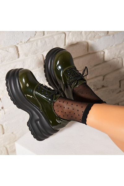 Joana Women's Casual Green Shoes Made of Ecological Patent Leather Nasai