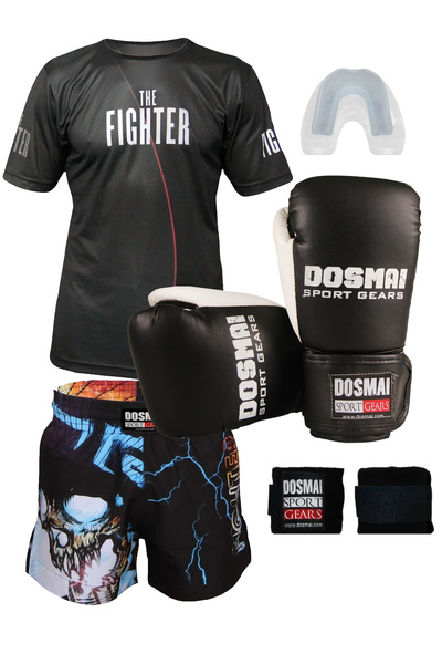 DO-SMAI Boks Kick Boks Muay Thai İnferno Boks Seti Boks Eldiveni Spor T-Shirt Şort Takımı Başlangıç Paketi