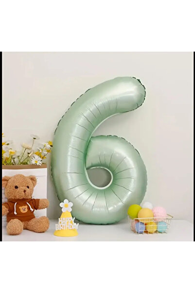Partifabrik بالون رقم سيج اللون 6 بالون رقم