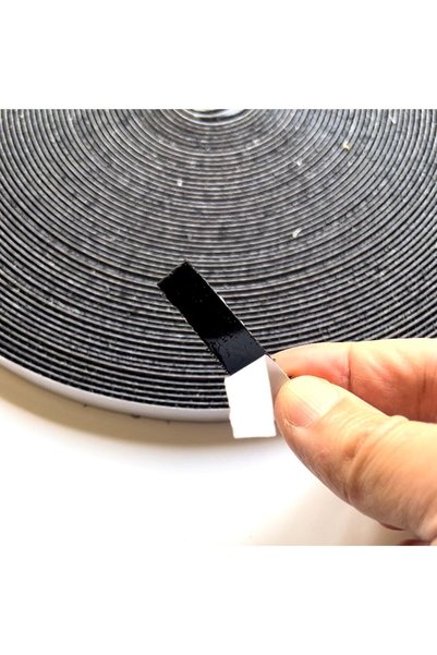 Genel Markalar 1 Cm 25 Metre Cırt Cırt Bant Şerit, Arkası Güçlü Yapışkanlı Cırt Cırtlı Bant 25 Metre Erkek+25 Metre Dişi Set (SİYAH)
