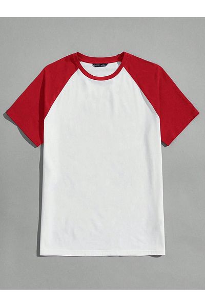 CLAYES Tricou oversize roșu alb neimprimat - mânecă Reglan unisex mucegai confortabil