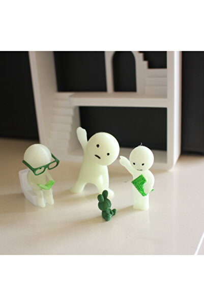 TRENDİN YOLU 3 Adet Fosforlu Smiski 6 Cm Parlak Kawaii Kültürü 3d Baskı