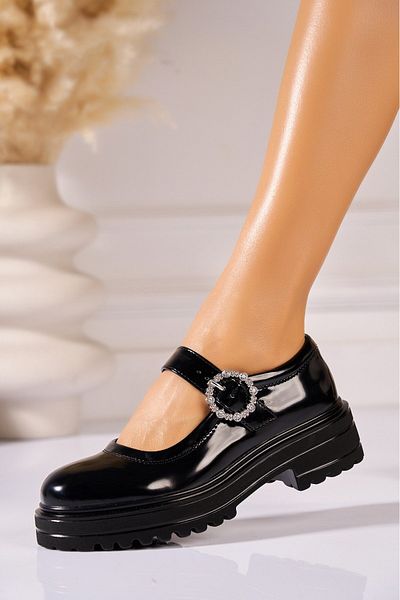 Joana Women's Casual Black Shoes Made of Patent Leather Kataleya