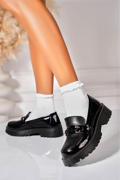 Joana Women's Casual Black Shoes Made of Ecological Patent Leather Merisa