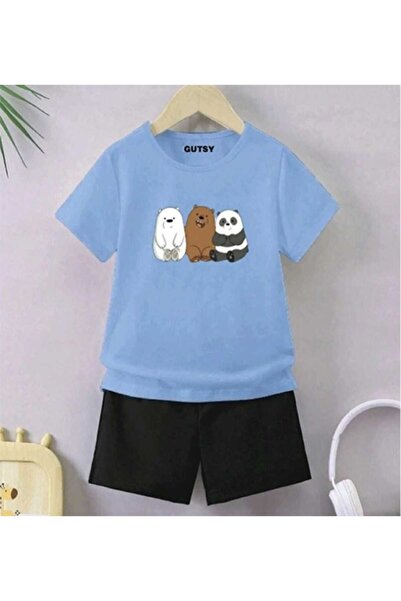 Gutsy Children's T-Shirt Shorts Boy/Girl Set of 3 Panda Printed