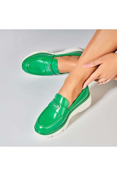 Joana Women's Green Casual Shoes Made of Ecological Leather Anika