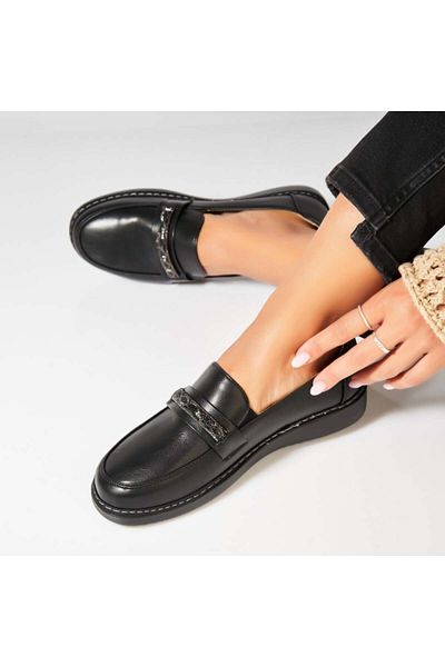 Joana Women's casual shoes in black Ruuka ecological leather