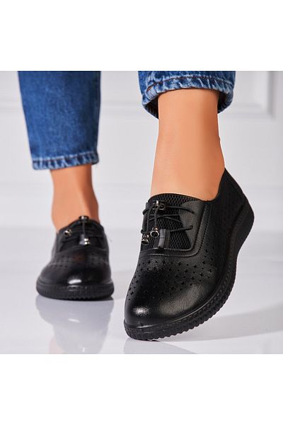 Joana Women's casual shoes in black Esai ecological leather