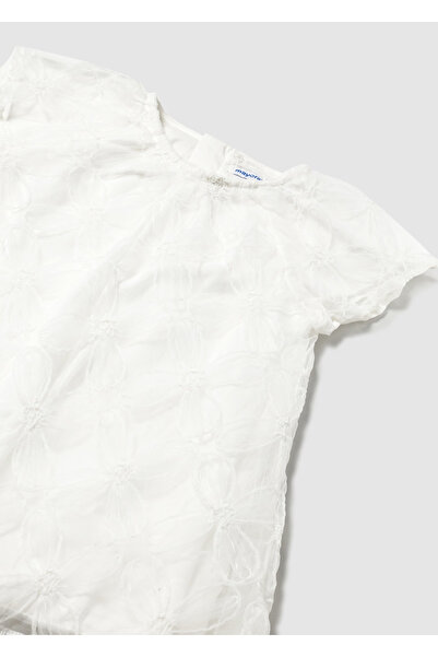 MAYORAL Λευκό κοριτσίστικο τούλι πλισέ φόρεμα