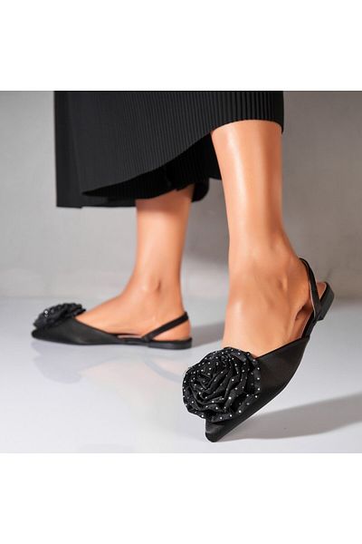 Joana Women's casual black satin shoes Nikola