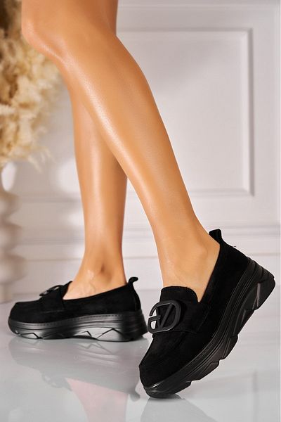 Joana Women's Casual Black Shoes Made of Eco-Suede Leather Jesalyn