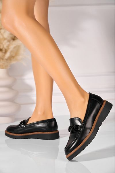 Joana Women's casual black shoes made of Sherin ecological leather