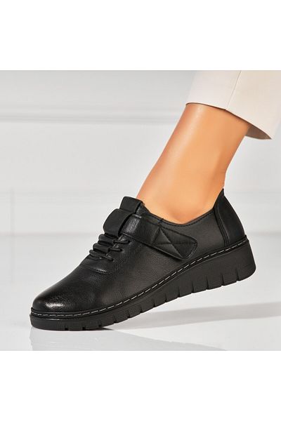 Joana Women's casual shoes in black ecological leather Azya