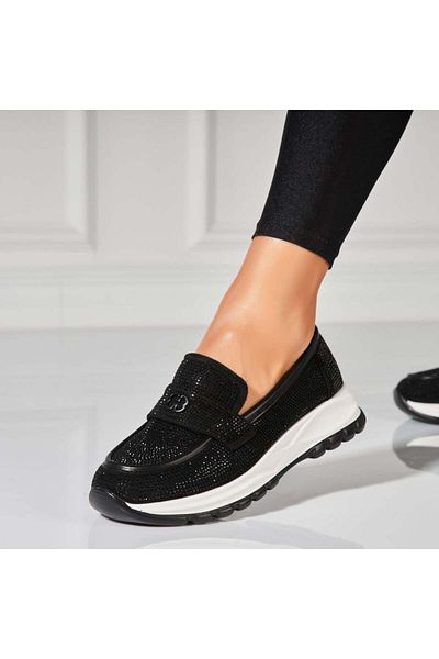 Joana Women's Casual Black Shoes Made of Eco-Suede Leather Laira2
