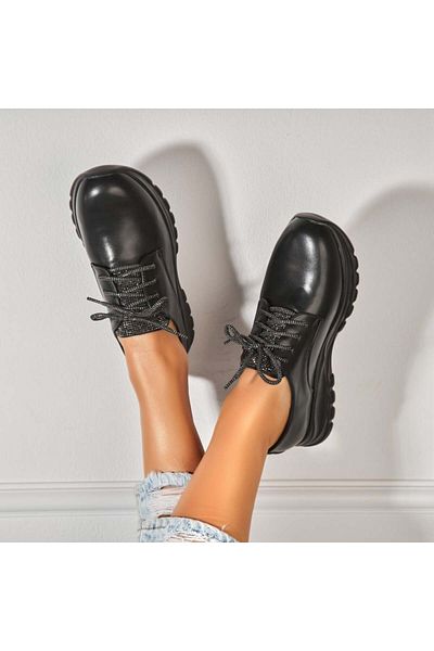 Joana Women's Casual Black Shoes Made of Elisa Ecological Leather