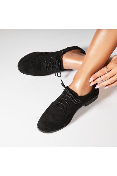 Joana Women's Casual Black Shoes Made of Eco-Suede Leather Trina2