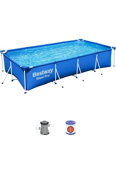 BESTWAY حوض سباحة كبير مربع قابل للنفخ، أزرق، 56424