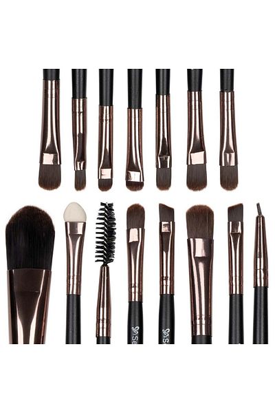 Makeup SensoPro 15-piece makeup brush set, Black, Storage case included