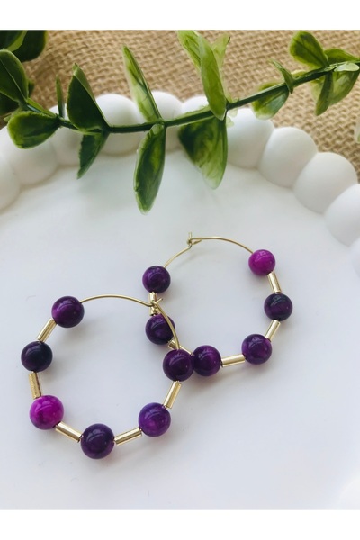 Luba Ametis Doğal Taş Kadın Küpe