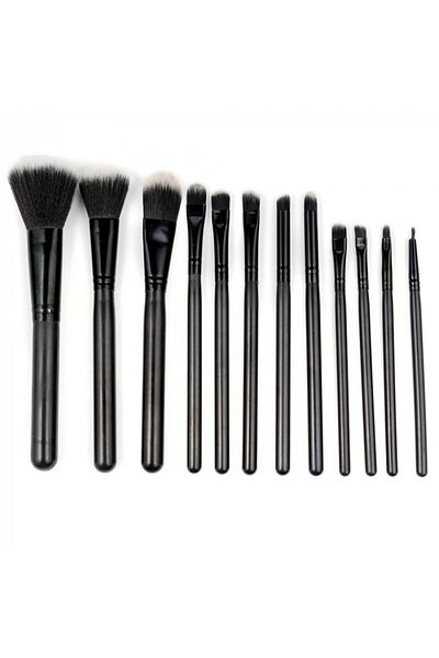 Makeup Set of 12 Makeup Brushes, Black Storage Case