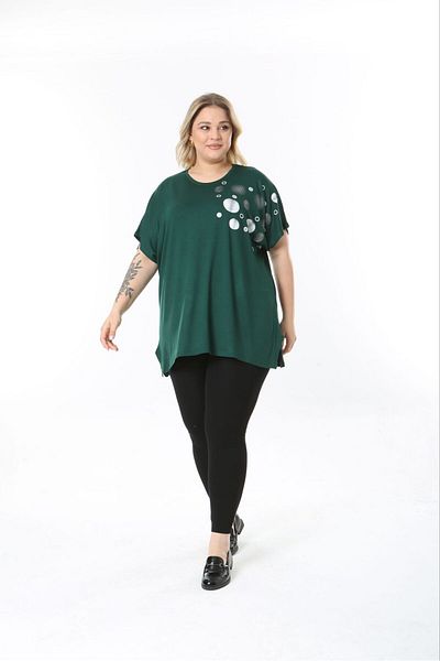 tıgersıze Women's Large Size Oversize Model Patterned Soft Fabric Viscos Bluz