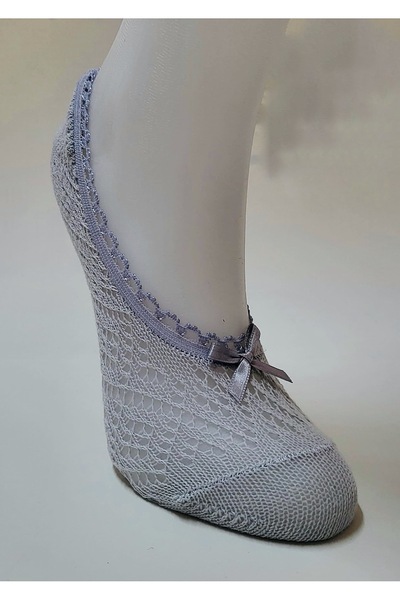 ALYA Women's Mesh Lace 10 Piece Cotton Invisible Ballerina Socks Gray