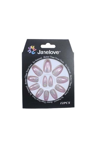 janelove Set 12 Unghii False Degrade cu Sclipici, Janelove, Lila