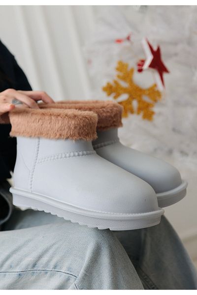 doremodam Mordi Gray Oval Toe Waterproof Fur Lined Boots - Lisinya