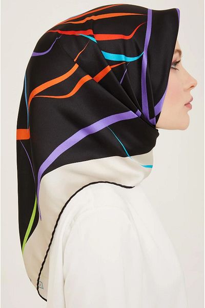 Armine Silk Scarf 9115 (t)- Spring Summer- Twill Silk 9115-01 Black