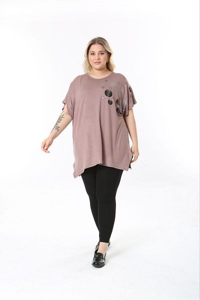 tıgersıze Women's Large Size Oversize Model Patterned Soft Fabric Viscos Bluz