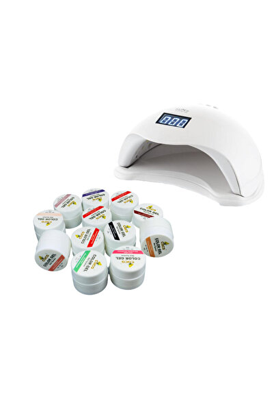 CoCo SUN PRO UV LED lampa na nehty a sada 12 profesionálních UV gelů Coco More