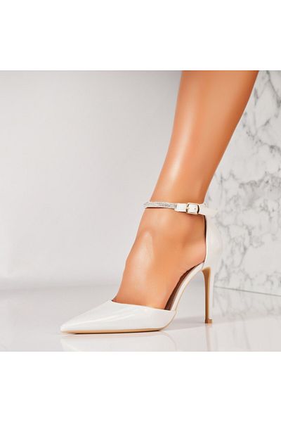 Joana Women's White Stiletto Shoes Made of Deka Eco-Leather