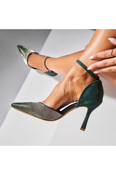 Joana Pantofi dama stiletto Verzi din Piele Ecologica Intoarsa Eleri