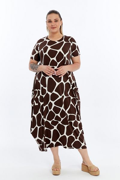 THE CABIN Large Size Cotton Lycra Viscose Summer Relaxed Cut Pocket Dress