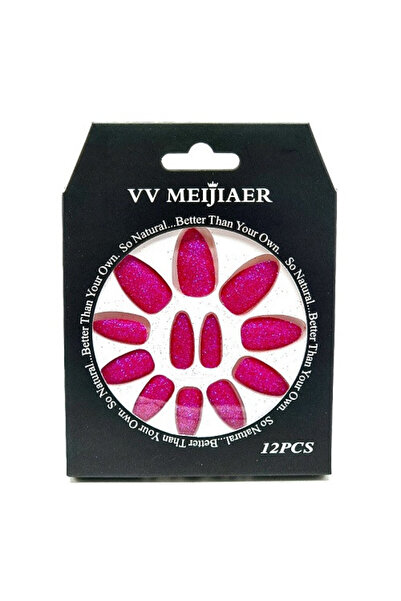 Meijer Sada 12 Unghii False cu Sclipici, VV Meijiaer, Roz