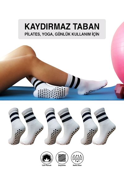 Sweex Women's Anti-Slip Sole Pilates Yoga and Daily Use Socks 3 Pack