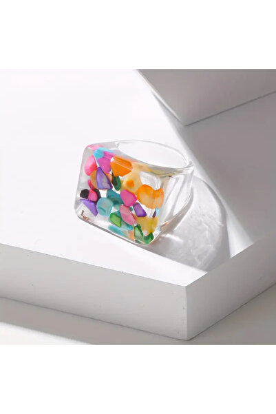 WasWink Renkli taşlı şık reçine yüzük