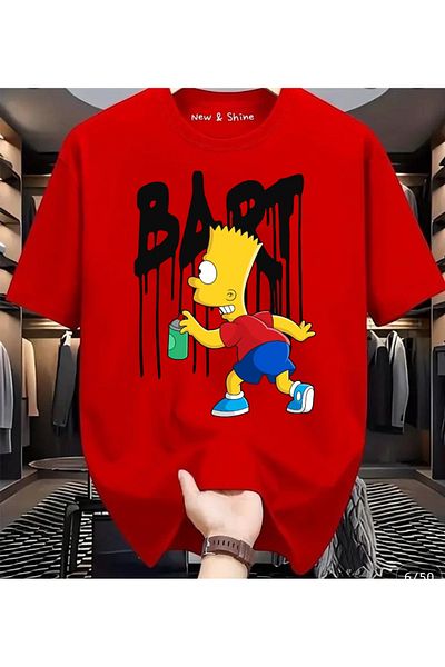 New Shine In Cart 6 and Above Purchases Get 1 T-Shirt Gift - Bart Simpson Printed Large Size Oversize T-Shirt