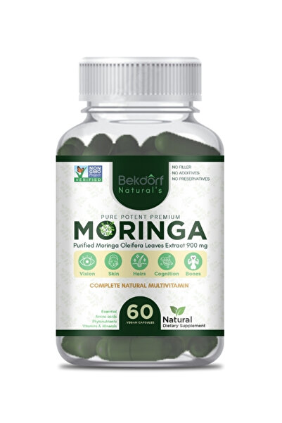 Bekdorf natural s مستخلصات أوراق المورينجا موحدة بنسبة 5% من الصابونين - 60 كبسولة نباتية (خالية من المواد الحافظة)