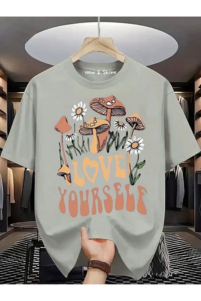 New Shine 1 T-Shirt Is a Gift for Purchases of 6 or More in the Cart - Love Yourself Printed Oversize T-Shirt