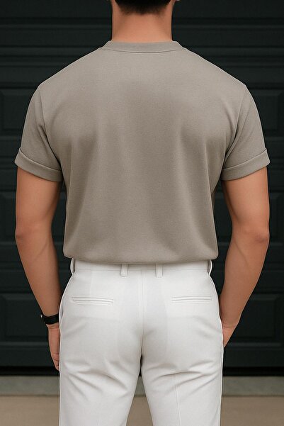 Delpino Μπλουζάκι με λαιμόκοψη Comfort Άνετη Εφαρμογή Χτενισμένη Βαμβακερή