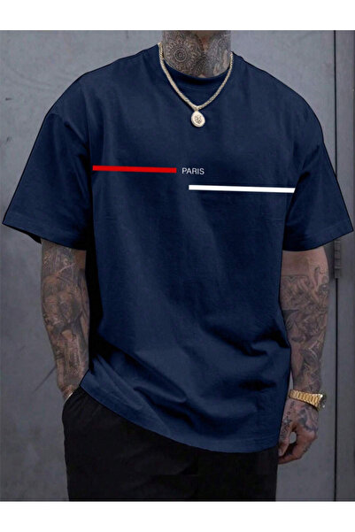 Revasser Unisex Erkek/Kadın Düz Paris Özel Baskılı Oversize Pamuklu Bisiklet ...