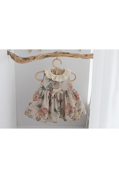 PİTABABY Silvia - Vintage Floral Double Baby Girl Dress Shorts Set