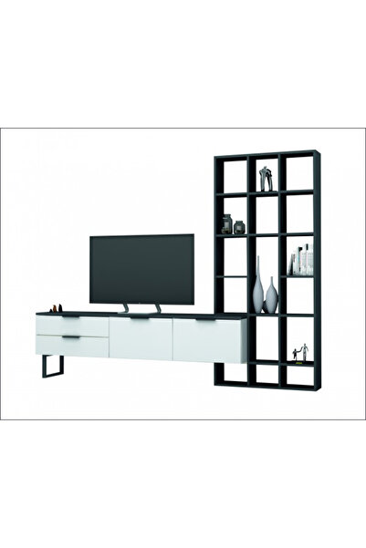 SAHABA Soft Line TV Table - Grey and White