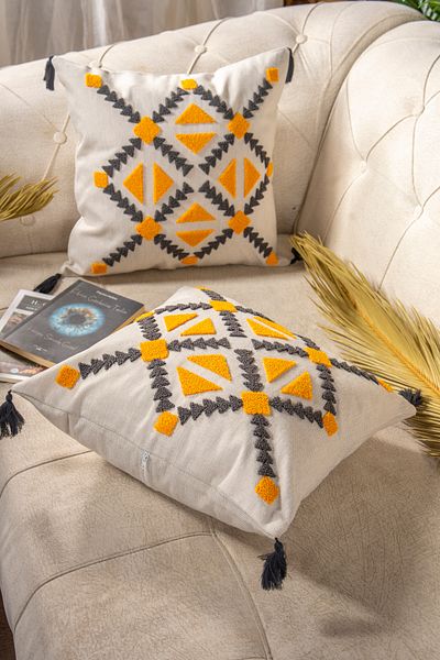 Bade Design Punch Embroidered Throw Pillow Cover Pillow Case (with Book Gift)