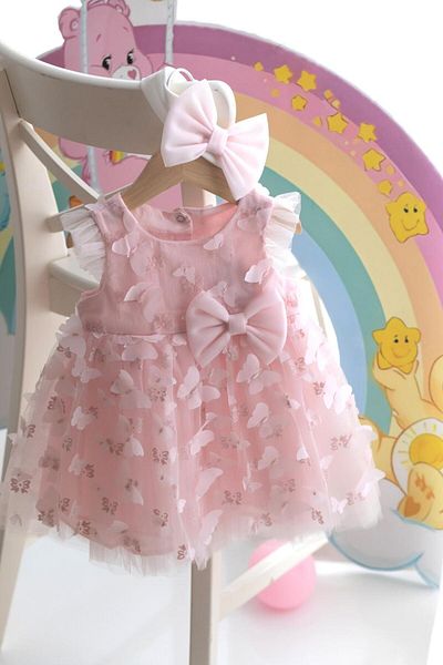 PİTABABY 3D Butterfly Patterned Girl's Dress