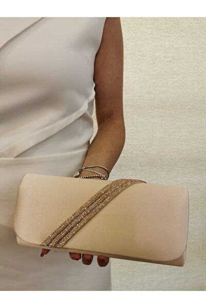 MODA Beegi̇ Women's Stone Skin Evening Dress Clutch Night Chain Wedding Bag