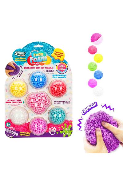 Slimy FUNNY FOAM SLIME EVER FOAM 7 ألوان ملونة 3+